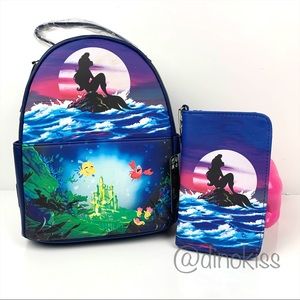 LOUNGEFLY Disney The Little Mermaid Silhouette Mini Backpack & Tech Wall…